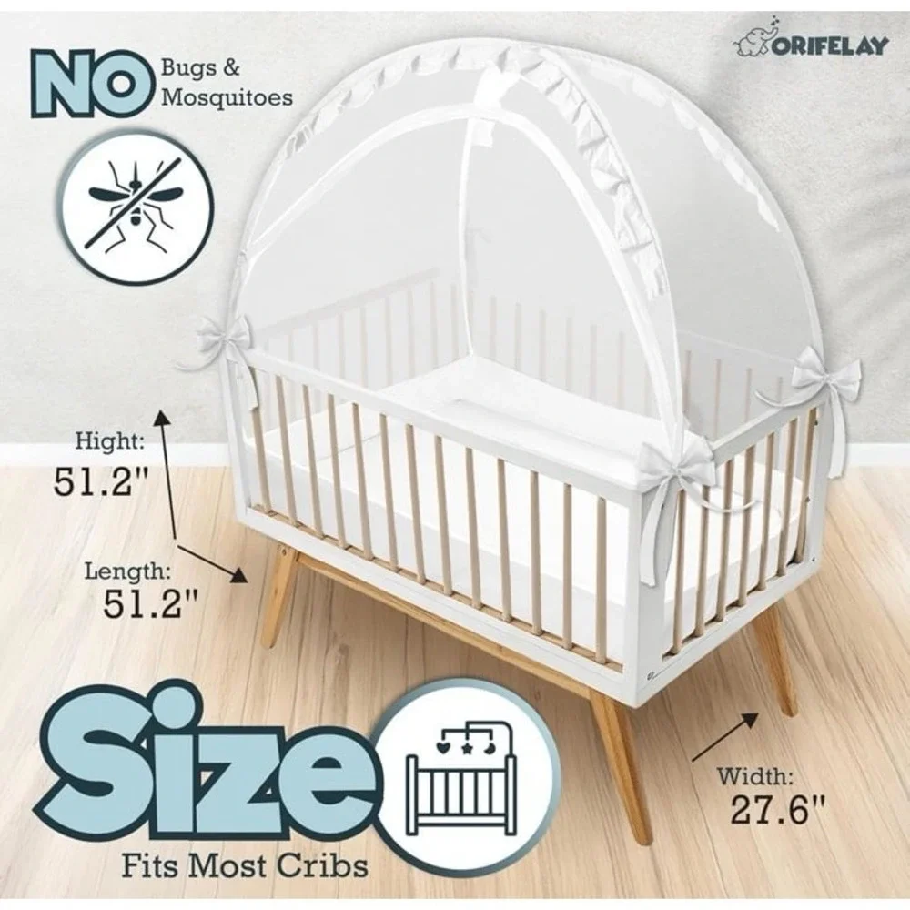 Baby Crib Tent breathable mesh crib net sturdy frame strong zipper. NEW.